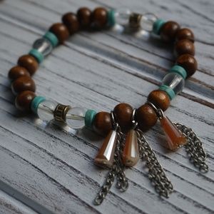 Boho Turquoise Beaded Bracelet Women Tassel Charm